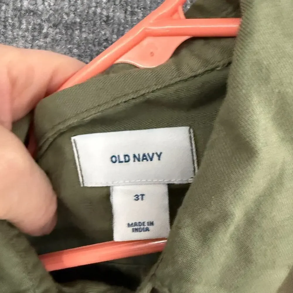 Old Navy Girls Shirt Dress Size 3T Olive Green Rayon Elastic Waist Military New
